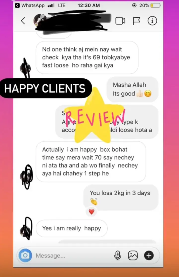 Screenshot of a client message to Dr. Abeera, shared with permission (7 of 28)
