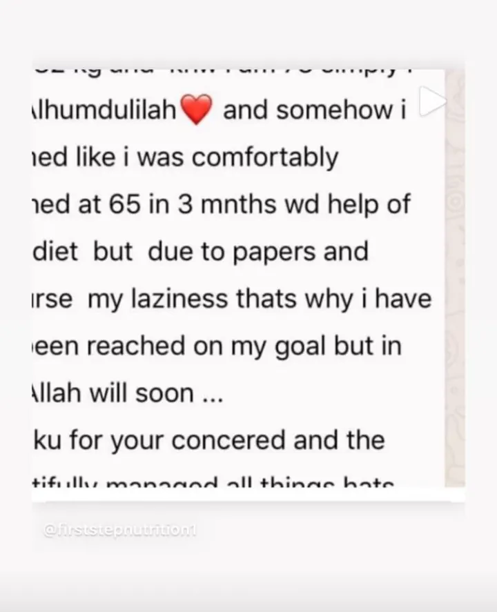 Screenshot of a client message to Dr. Abeera, shared with permission (8 of 28)