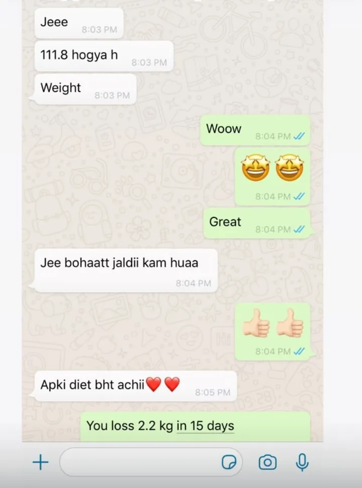 Screenshot of a client message to Dr. Abeera, shared with permission (9 of 28)