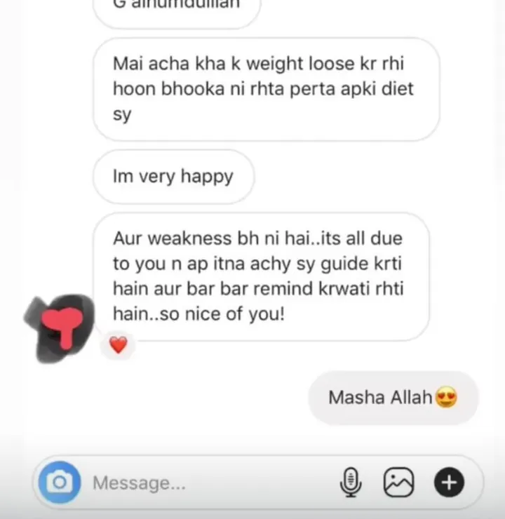 Screenshot of a client message to Dr. Abeera, shared with permission (12 of 28)