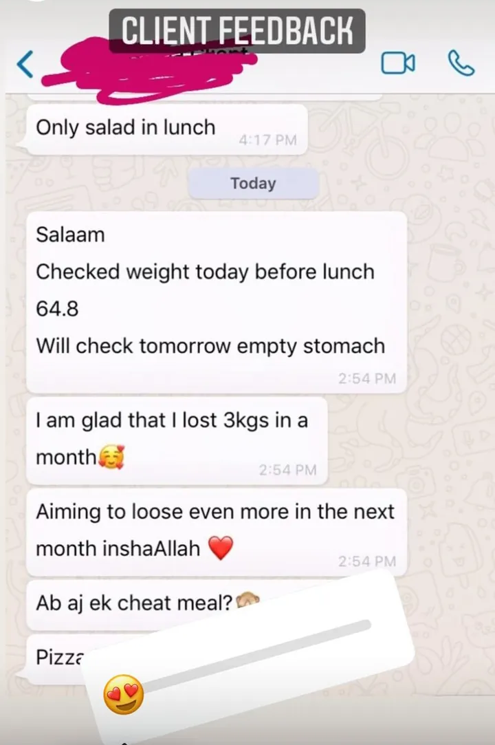 Screenshot of a client message to Dr. Abeera, shared with permission (16 of 28)