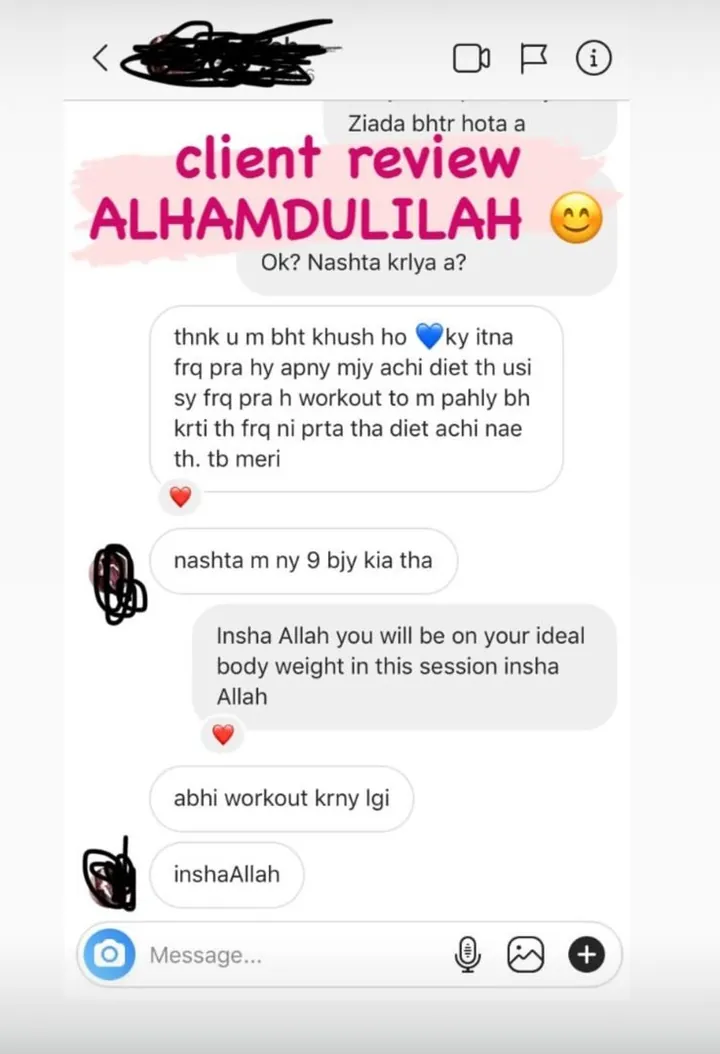Screenshot of a client message to Dr. Abeera, shared with permission (23 of 28)
